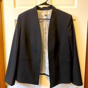 Tahari Arthur S. Levine Navy Blue Mock Collar Blazer - Size 14P Petites